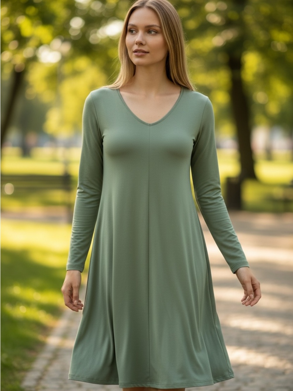 An Ding Fushi Olive Green Midi Dress Size Small